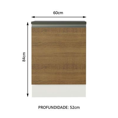 Balcão Acordes 100% Mdf 60cm 1 Porta Branco Rustic