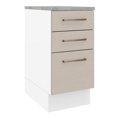 Balcão 40 Cm 3 Gavetas Agata Madesa Branco/crema