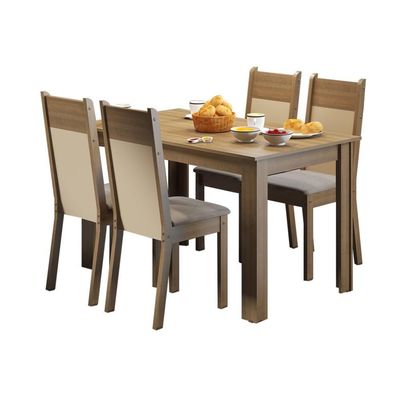 Kit Havana Rustic Mesa Tampo de Madeira 4 Cadeiras Madesa