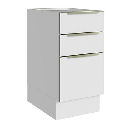Balcão 40 Cm 3 Gavetas (sem Tampo) Branco/Branco Veludo