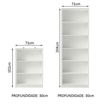 Kit Madesa 2 Estantes Livreiro Branco