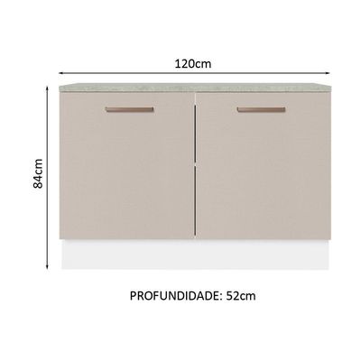 Balcão De Pia Cozinha 2 Portas (com Tampo) Branco/crema Agata Madesa Branco/crema