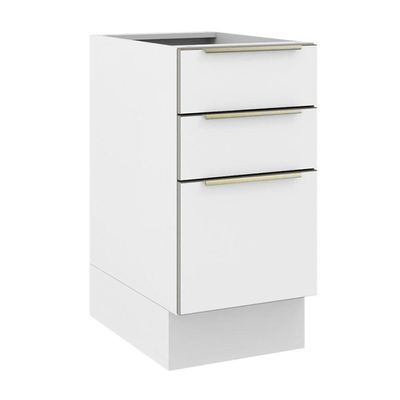 Balcão 40 Cm 3 Gavetas (sem Tampo) Branco/Branco Veludo
