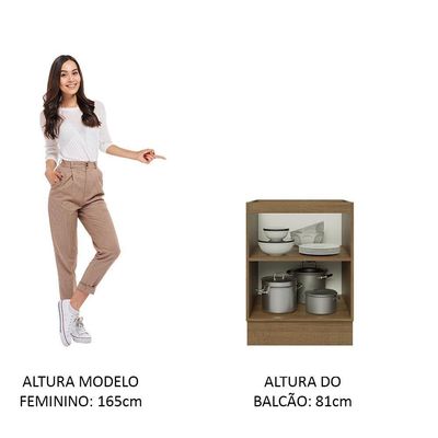 Balcão 60 Cm 1 Porta (sem Tampo) Rustic/Branco Veludo