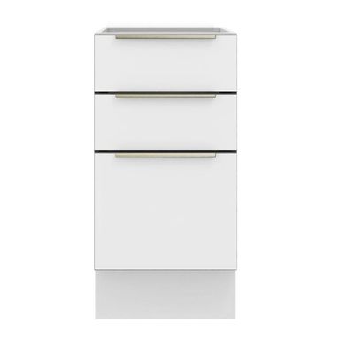 Balcão 40 Cm 3 Gavetas (sem Tampo) Branco/Branco Veludo