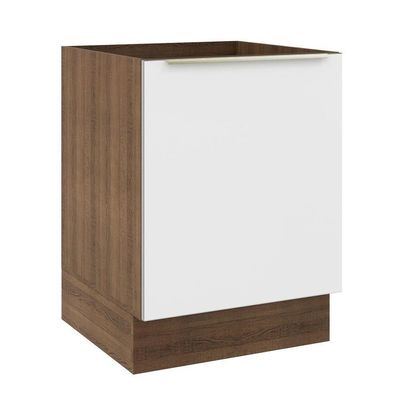 Balcão 60 Cm 1 Porta (sem Tampo) Rustic/Branco Veludo
