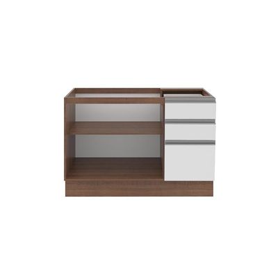 Balcão de Pia Glamy Rustic/Branco 2 Portas 3 Gavetas Madesa