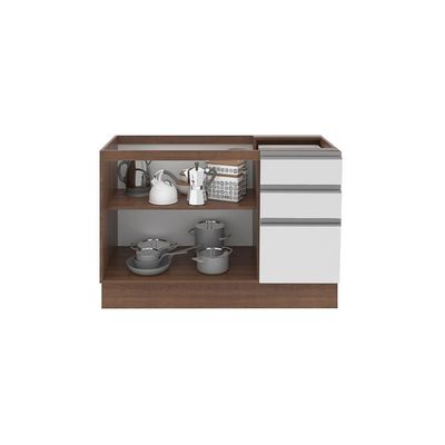 Balcão de Pia Glamy Rustic/Branco 2 Portas 3 Gavetas Madesa