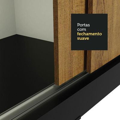 Guarda-roupa Casal Austin 4 Portas 3 Gavetas Preto