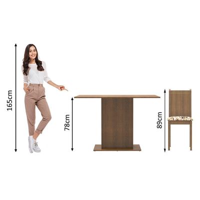 Kit Lexy Mesa com Tampo Madeira 4 Cadeiras Lírio Bege Madesa