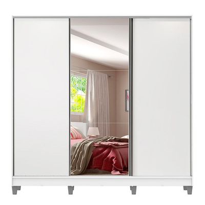 Guarda Roupa Royale Espelho MDF 3 Portas Correr e Pés Madesa