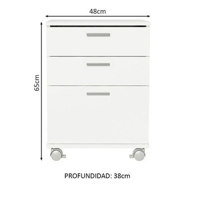 Kit Escritório+Mesa+Gaveteiro Madesa Rustic/branco