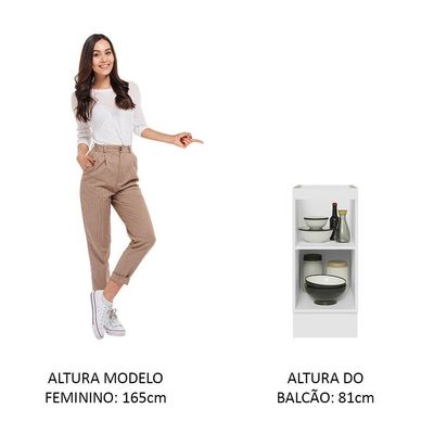 Balcão 35 Cm 1 Porta (sem Tampo) Branco/Branco Veludo