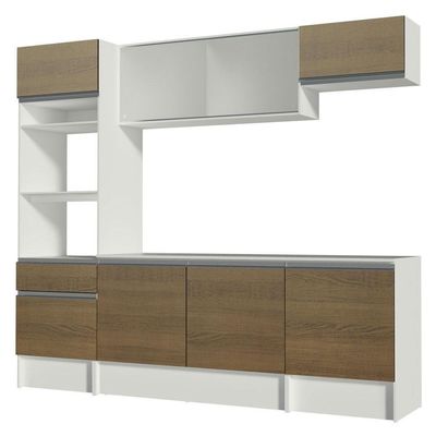 Cozinha Topazio com Armário Balcão Tampo Rustic Madesa