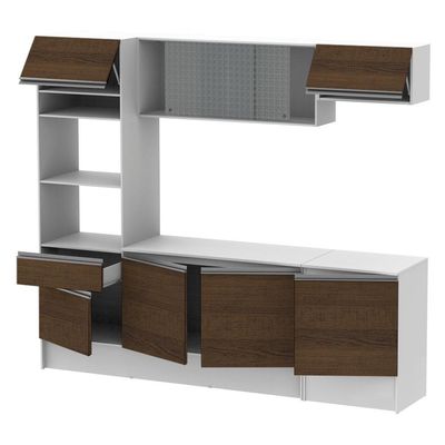 Cozinha Topazio com Armário Balcão Tampo Rustic Madesa