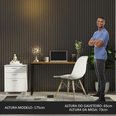 Kit Escritório+Mesa+Gaveteiro Madesa Rustic/branco