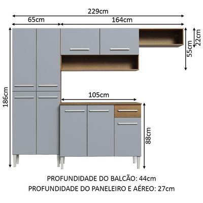Cozinha Compacta Madesa Com Armário E Balcão Rustic/cinza