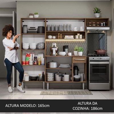 Cozinha Compacta Madesa Com Armário E Balcão Rustic/cinza