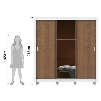 Guarda Roupa Casal Mônaco 3 Portas com Espelho Madesa