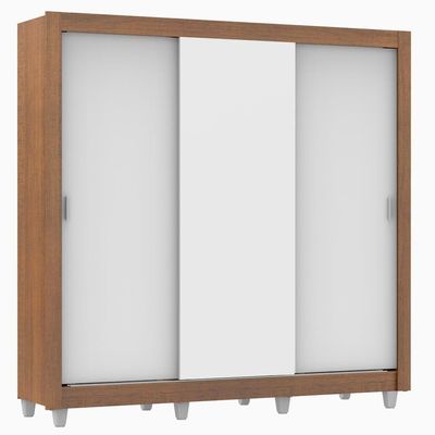 Guarda Roupa Casal Plus 3 Portas de Correr 4 Gavetas
