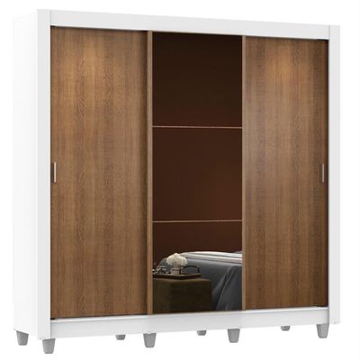 Guarda Roupa Casal Mônaco 3 Portas com Espelho Madesa