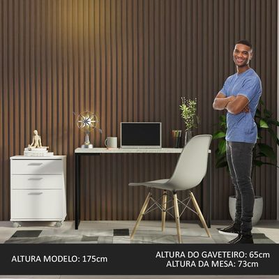 Kit Escritório Home Office + Mesa + Gaveteiro Madesa