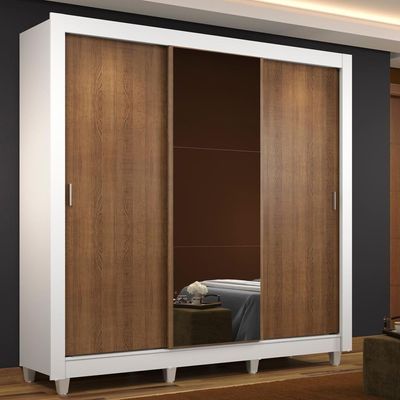 Guarda Roupa Casal Mônaco 3 Portas com Espelho Madesa