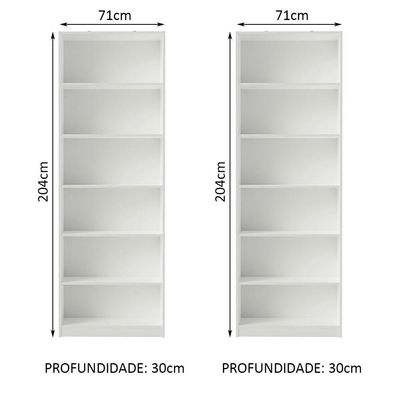 Kit Madesa com 2 Estantes Livreiro 6908 Branco