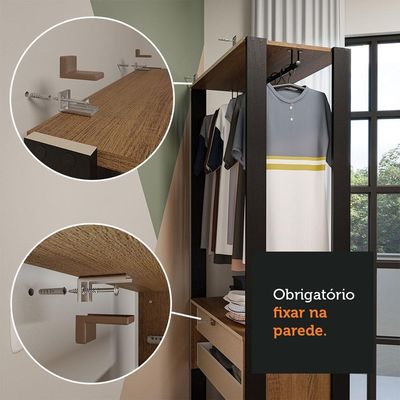 Closet Aberto Guarda-roupa 2 Gavetas 70cm Madesa