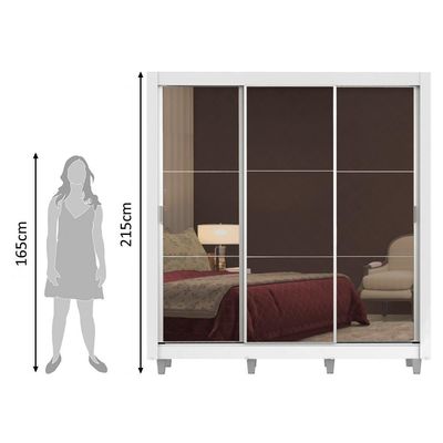 Guarda Roupa Casal Lyon 3 Portas de Espelho 4 Gavetas Madesa