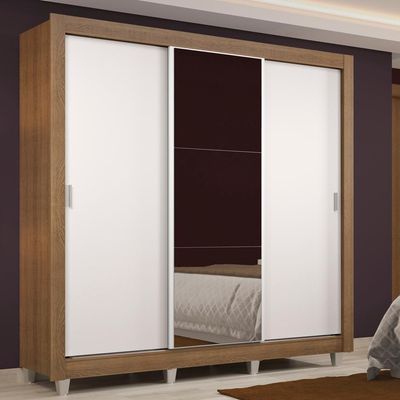 Guarda Roupa Casal Lyon 3Portas com Espelho 2 Gavetas Madesa