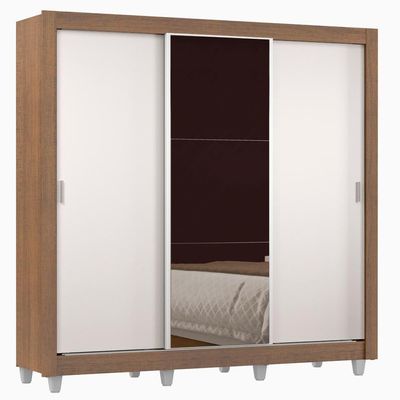 Guarda Roupa Casal Lyon 3Portas com Espelho 2 Gavetas Madesa