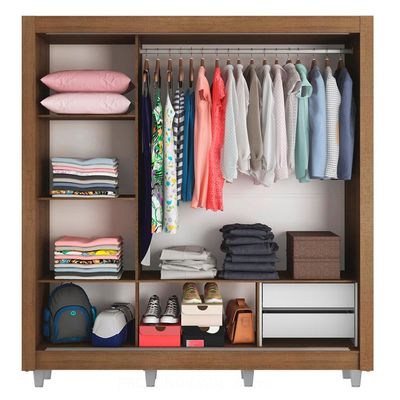 Guarda Roupa Casal Lyon 3Portas com Espelho 2 Gavetas Madesa
