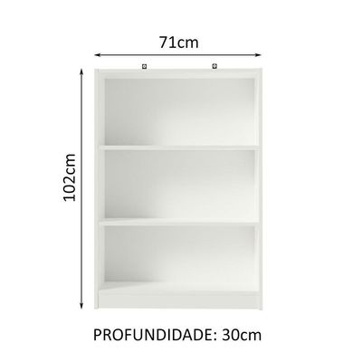 Estante Livreiro Madesa com 3 Nichos - Branco
