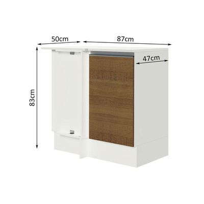 Balcão Smart 100% Mdf com Tampo 1 Porta Branco Rustic