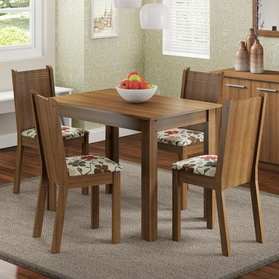 Conjunto Sala Jantar Mesa Tampo Madeira 4 Cadeiras Madesa