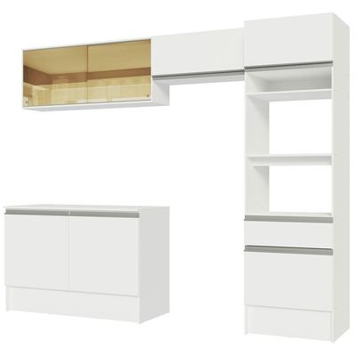 Armário De Cozinha Completa 260cm Branco Diamante Branco