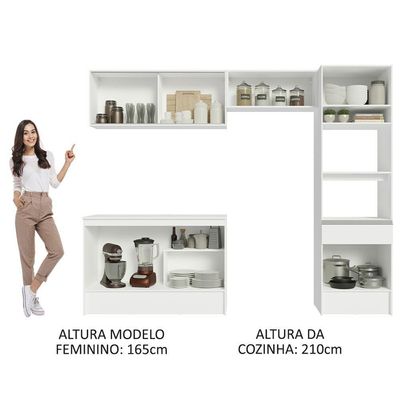 Armário De Cozinha Completa 260cm Branco Branco