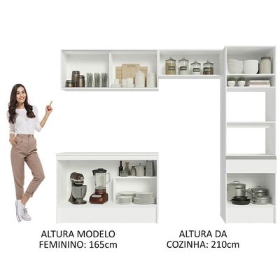 Armário De Cozinha Completa 260cm Branco Diamante Branco