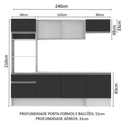 Cozinha Completa Topazio com Armário, Balcão e Tampo Madesa