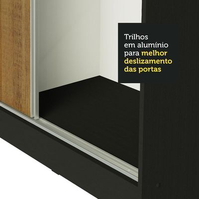 Guarda Roupa Casal Madesa 3 Portas Correr c /Espelho Rustico