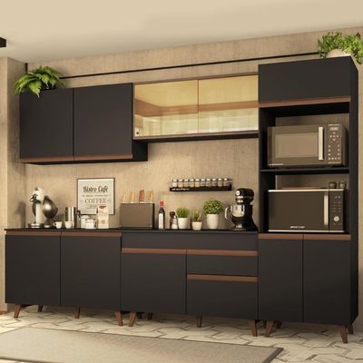 Cozinha Completa Reims 310001Armário E Balcão Preto/rustic