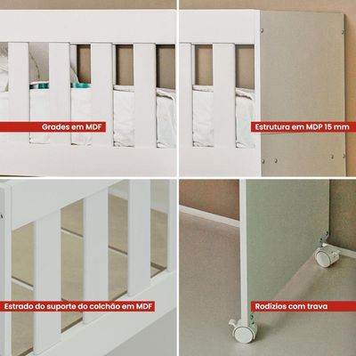 Mini-berço Com Colchão Ditália Bbi-54 Branco