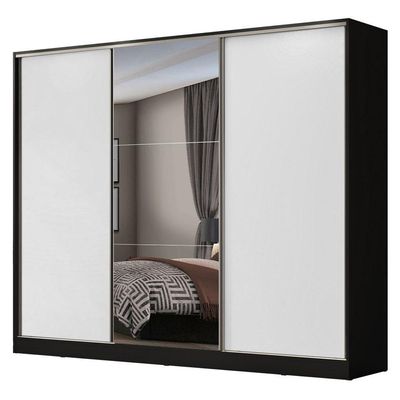 Guarda Roupa Madesa Zurique 3 Portas Correr com Espelho PeB