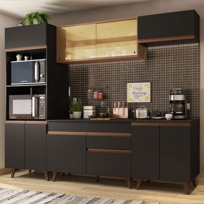 Armário de Cozinha Reims 260002 com Balcão Preto Rustic
