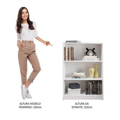 Estante Para Livros Home Sala Madesa Com 3 Nichos Branco