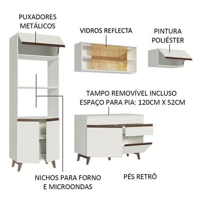 Armário de Cozinha Reims 260001 com Balcão e Tampo Branco