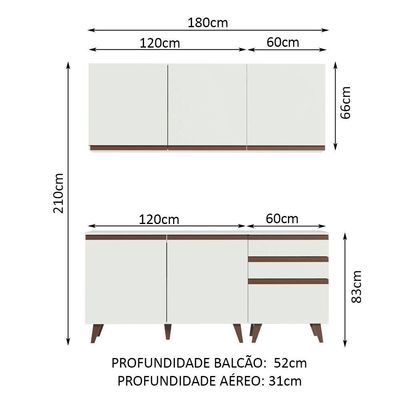 Armário de Cozinha com Balcão 5 Portas 3 Gavetas Branco