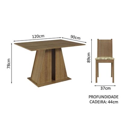 Conjunto Sala De Jantar Mesa Tampo De Madeira 6 Cadeiras Rustic/lírio Bege Sharon Madesa