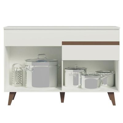 Balcão Gabinete De Pia Cozinha 2 Portas 1 Gaveta Branco Reims Madesa Branco